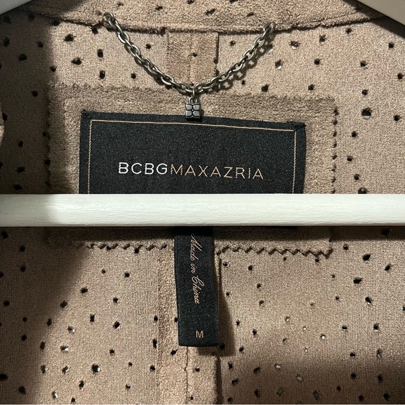 BCBGMaxAzria Brown Faux Suede Asymmetrical Crop Jacket - Picture 13 of 15